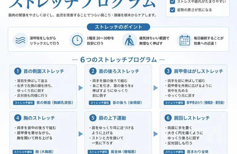 肩こり・頭痛を一掃！理学療法士が推奨するストレッチプログラム