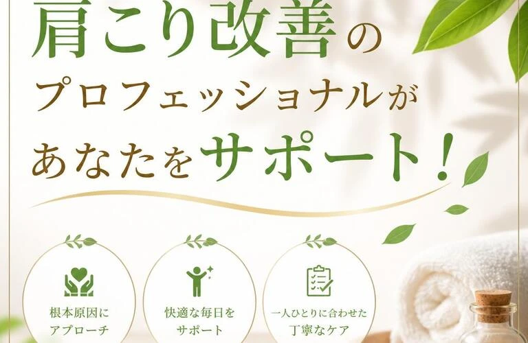 肩こり改善のプロフェッショナルがあなたをサポート！